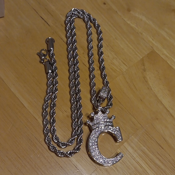 Crown C Charm w 22" Chain and Dust Bag NWT - Picture 3 of 3